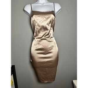 Rickie Freeman for Teri Jon Satin Mini Dress in Bronze